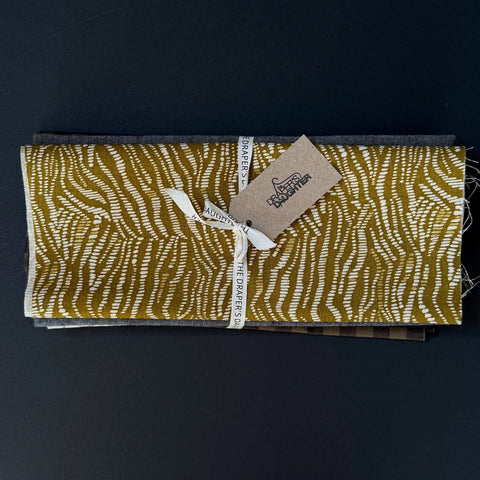 Fabric Remnant Bundle Green Black Grey