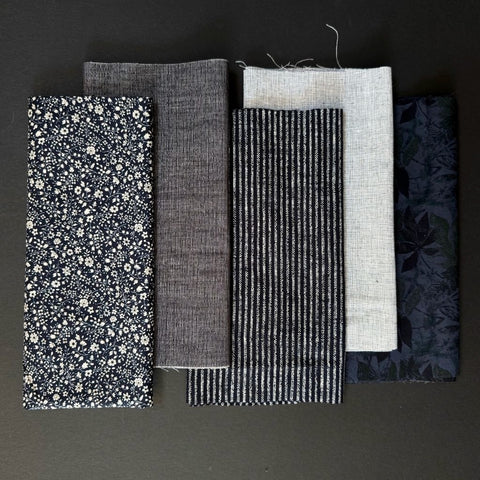 Fabric Remnant Bundle NAVY Grey2