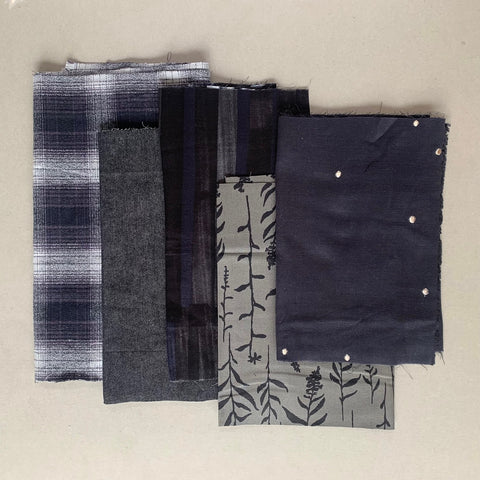 Fabric Remnant Bundle Nani Iro Hokkoh Black/Grey