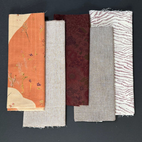 Fabric Remnant Bundle Orange, Pink and Natural