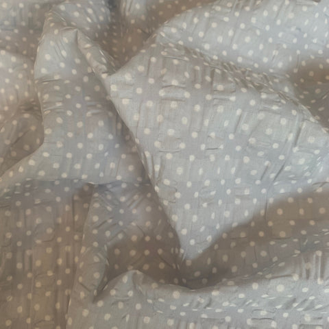 Hohhok Small Dots Cotton Seersucker Fabric Lt Grey