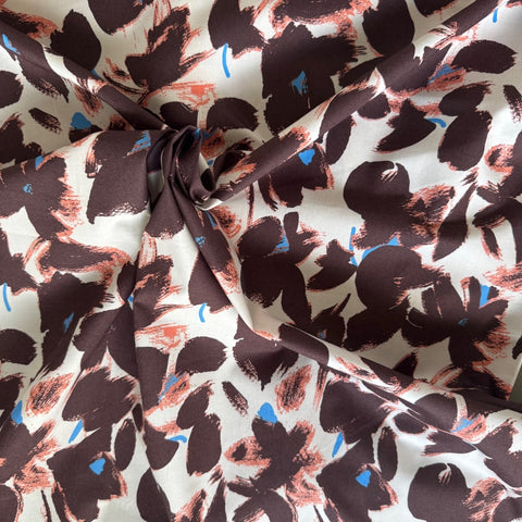 Hokkoh Aster Floral Cotton Fabric in Warm Brown
