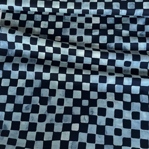Hokkoh Organic Squares Cotton Fabric in Teal and Aqua