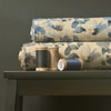 Hokkoh Painterly Flowers Linen Cotton fabric Blues