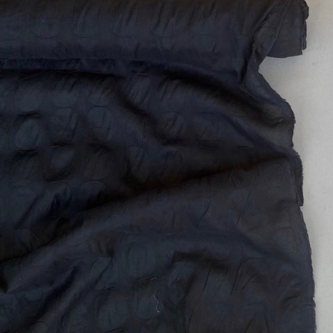 Hokkoh Seersucker Circles Cotton Voile  Fabric Black