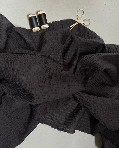 Hokkoh Textured Stripes Cotton Fabric Dark Brown