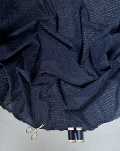 Hokkoh Textured Stripes Cotton Fabric Navy