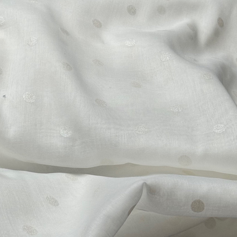 Hokkoh Metallic Polka Dot Cotton Voile in Cream