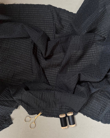 Hokkoh Textured Stripes Cotton Fabric Black