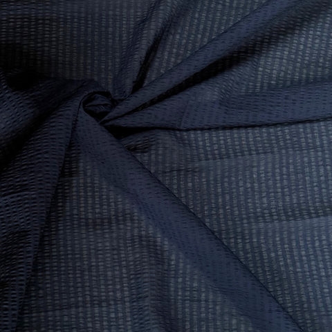 Hokkoh Textured Stripes Cotton Fabric Navy