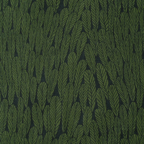 Kokka Bookhau Bloom Leaf Cotton Linen Fabric Green