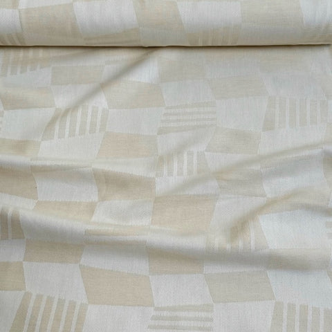 Kokka Geometric Jacquard Cotton Fabric Cream1