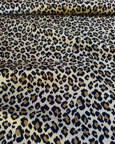 Kokka Leopard Print Cotton Fabric in Natural