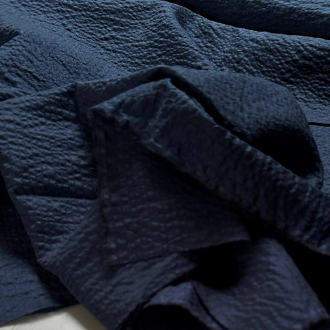 Kokka Linear Seersucker Cotton Fabric Navy
