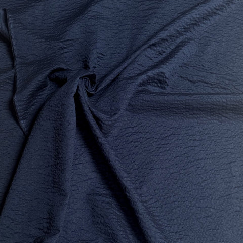 Kokka Linear Seersucker Textured Cotton Fabric in Navy