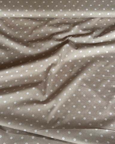 Kokka Polka Dot Cotton Lawn Fabric in Cream on Natural
