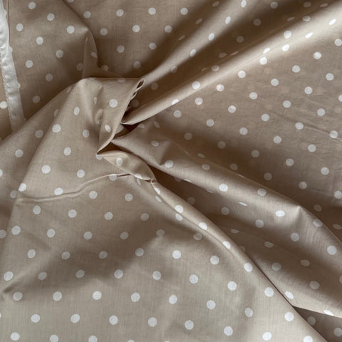 Kokka Polka Dot Cotton Lawn Fabric in Cream on Natural