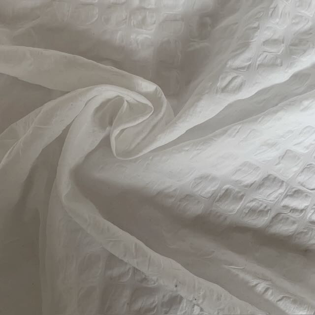 Kokka Small Squares Textured Cotton Fabric Soft Cream