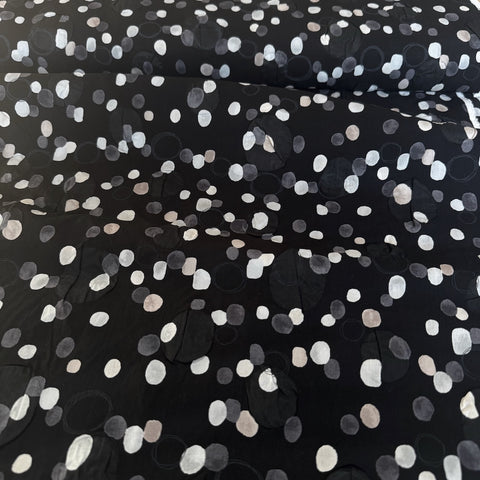 Kokka Textured Circles and Dots Cotton Fabric in Black