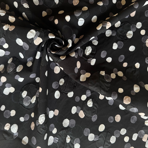 Kokka Textured Circles and Dots Cotton Fabric in Black