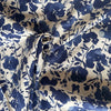 Kokka Watercolour Floral Cotton Linen Fabric Blues on Cream