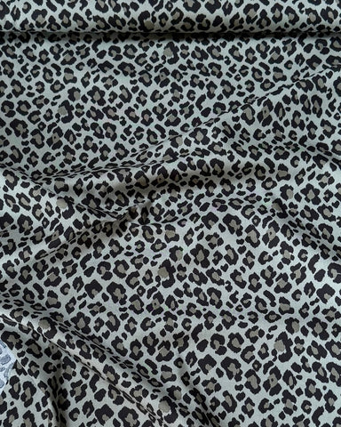 Kokka Leopard print Cotton Fabric in Eau de Nil