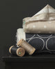 Kokka Linear Circles Cotton Linen Fabric in Dark Grey