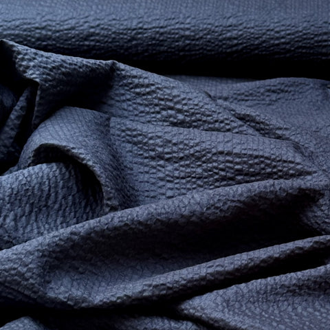 Kokka Linear Seersucker Cotton Voiles Fabric in Navy SQ