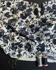 Kokka Watercolour Floral Cotton Linen Fabric in Dark Grey on Cream