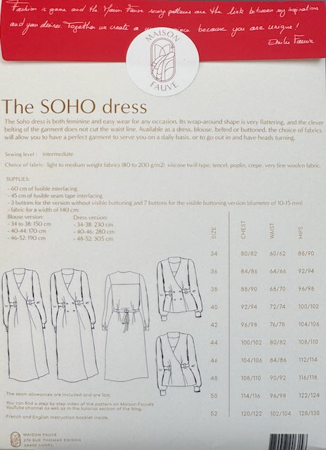 MAISON FAUVE • Soho Wrap Dress & Blouse Sewing Pattern – The Draper's ...