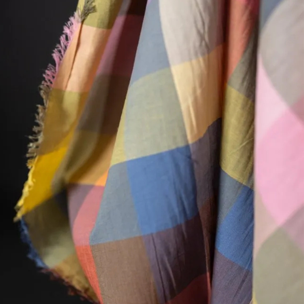 Buy Merchant and Mills Bilberry Watercolour Organic Cotton Check Fabric from our trusted UK online fabric shop