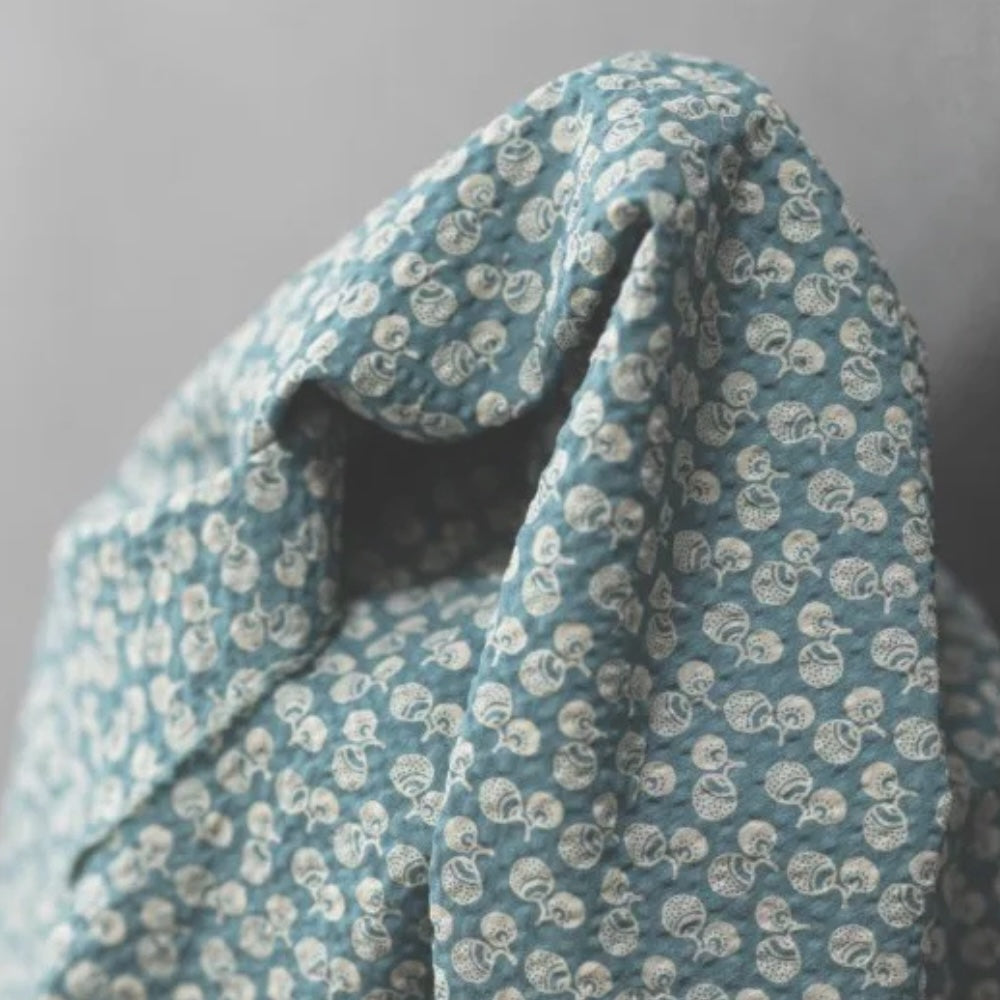 Merchant and Mills Donguri Organic Cotton Seersucker Fabric Duck Egg