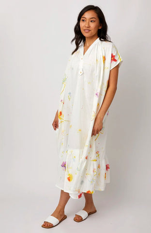 Nani Iro Gallery Dress Sewing Pattern made in Nani Iro Hana No Toki Nika in Winter White