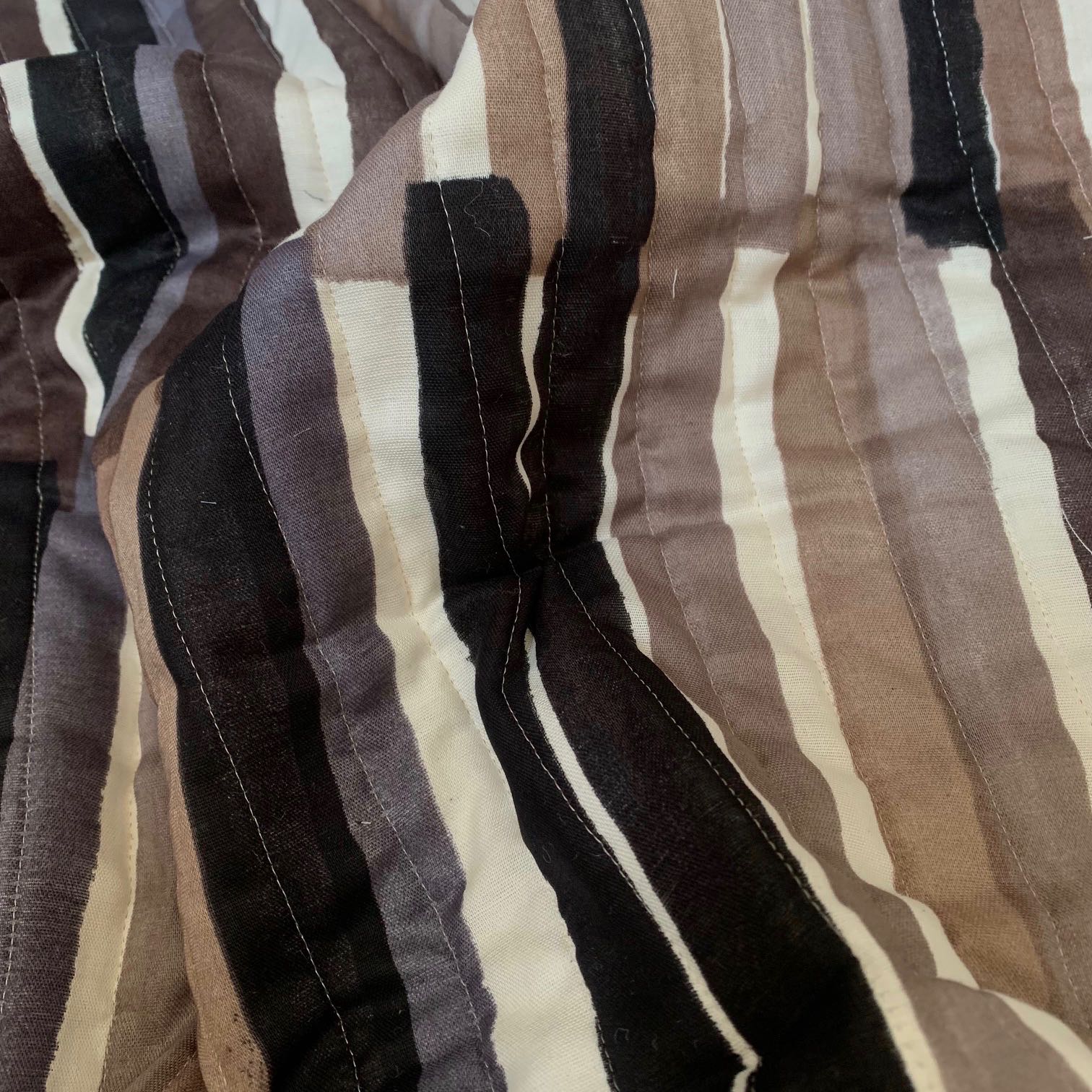 NANI IRO • Grace Quilted Organic Cotton Double Gauze Fabric • Brown & Grey • NEW