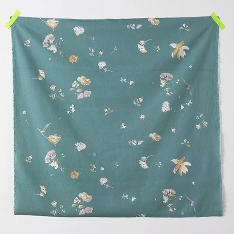 Nani Iro New Morning Brushed Linen Cotton Fabric Teal