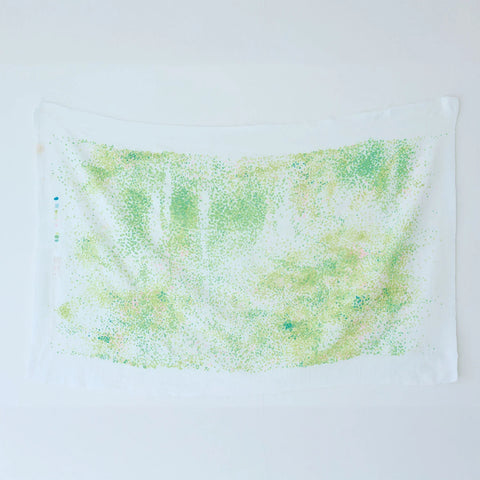 Nani Iro Waterfall Organic Cotton Double Gauze Fabric Green & White