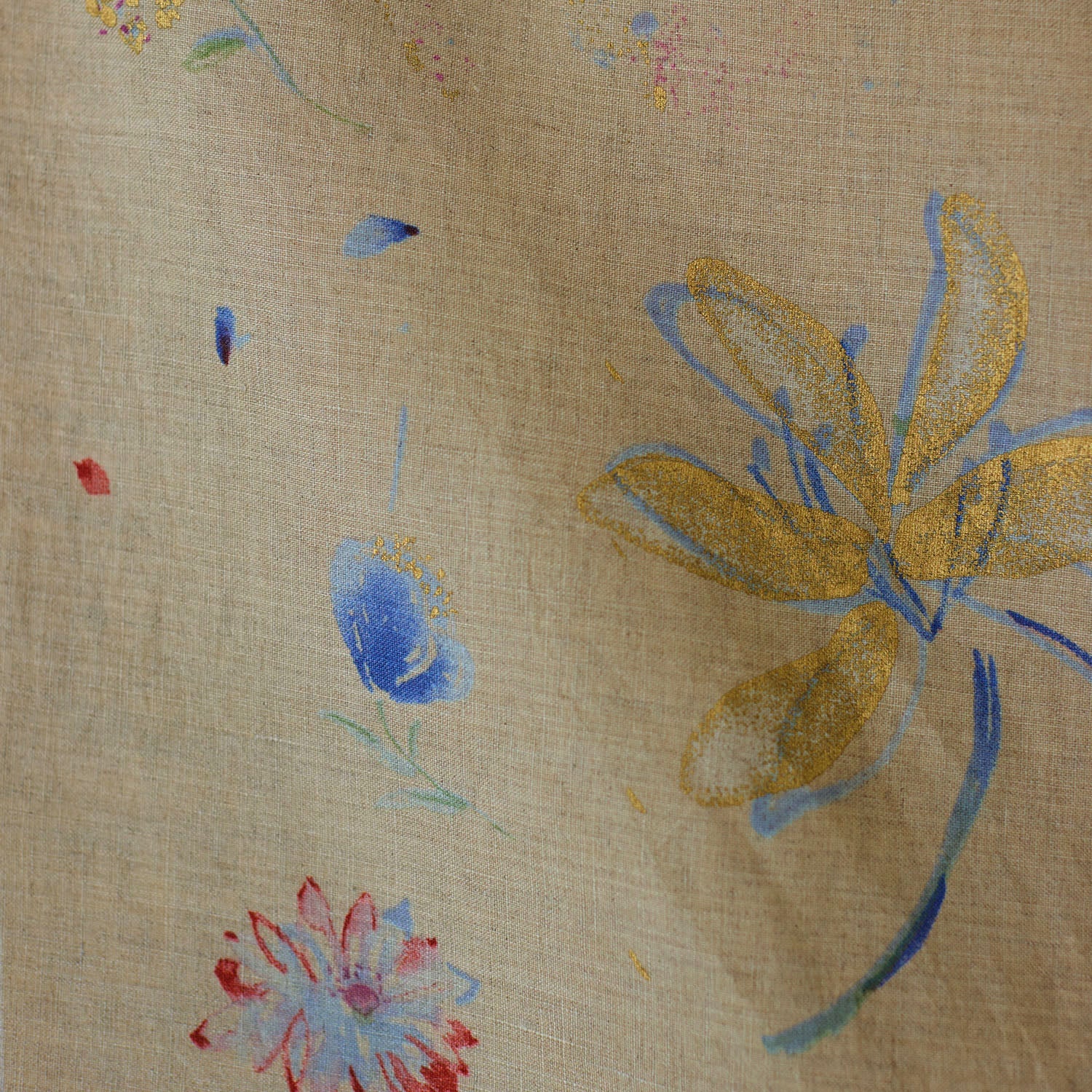 Nani Iro Hana No Toki Nika Linen Fabric in Natural