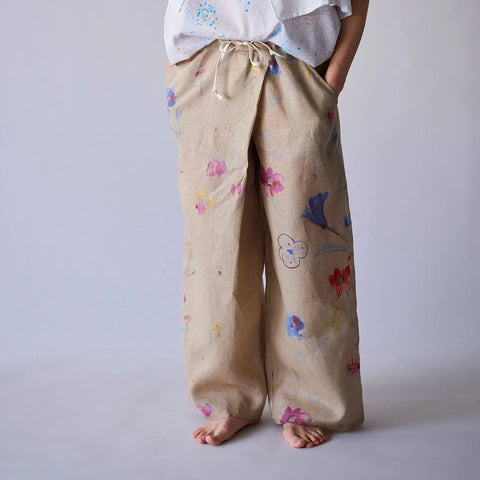 Nani Iro Hana No Toki Nika Linen Fabric in Natural