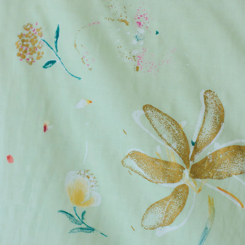Nani Iro Hana No Toki Nika Organci Cotton Double Gauze fabric in Pale Green