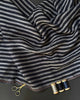 Ostuni Stripe Linen Fabric Dark Navy & Grey Marl