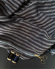Ostuni Stripe Linen Fabric in Brown and Navy Marl
