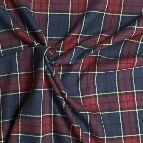 Sevenberry Brushed Cotton Check Fabric Red & Blue