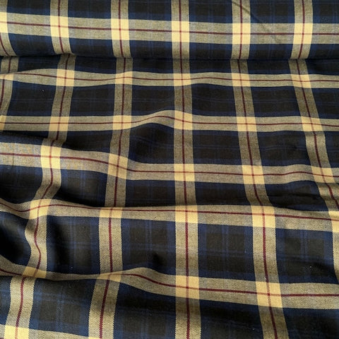 Sevenberry Brushed Cotton Viyella Check Fabric Navy