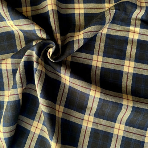 Sevenberry Brushed Cotton Viyella Check Fabric Navy