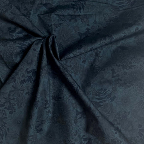 Sevenberry Moody Blooms Cotton Broadcloth Fabric Blue