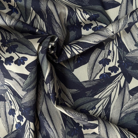 Sevenberry Senna Floral Cotton Poplin Fabric Blue 