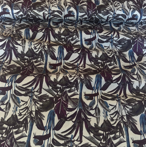 Sevenberry Tropical Palms Cotton Broadcloth Fabric Purple & Blue