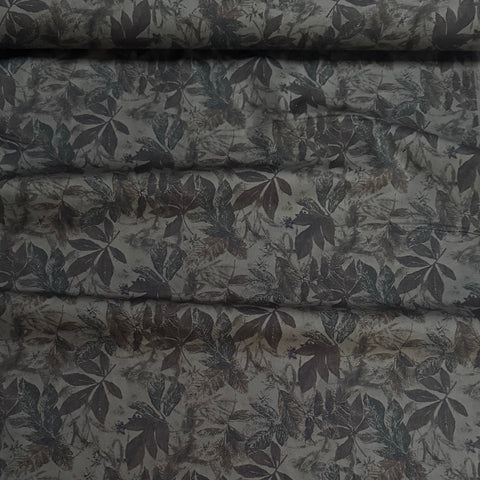 Sevenberry Falling Leaves Cotton Broadcloth Fabric Brown