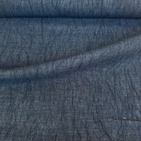 Tessuti Dashing Washed Linen Cotton Fabric in Navy