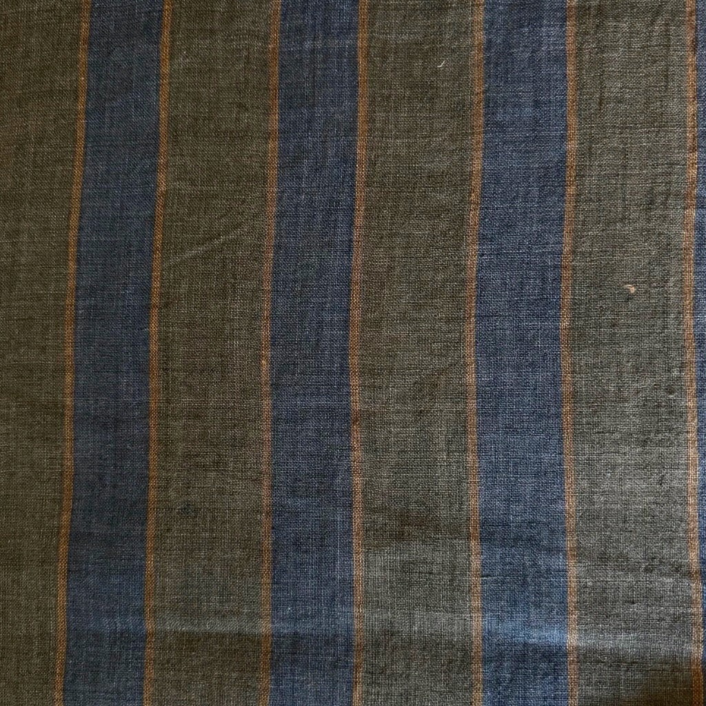 NAPOLI STRIPE WASHED LINEN FABRIC • Navy & Brown – The Draper's Daughter